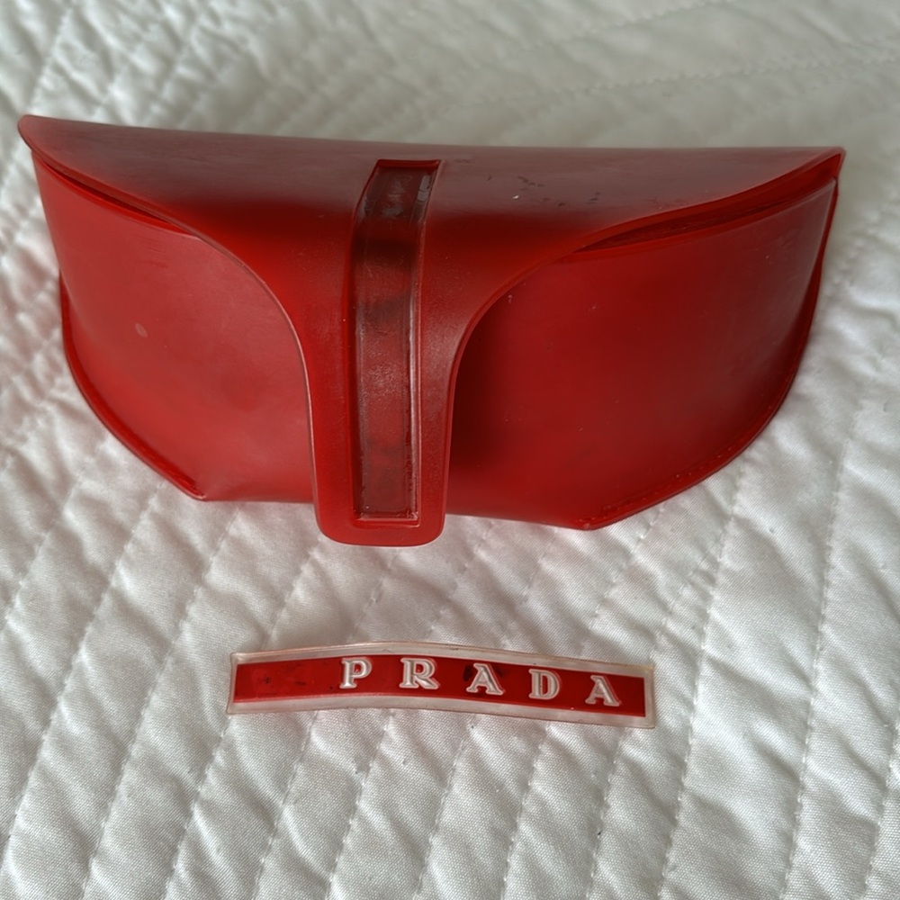 Prada Red Vintage Sunglasses Case rounded aviator large case - Picture 4 of 11